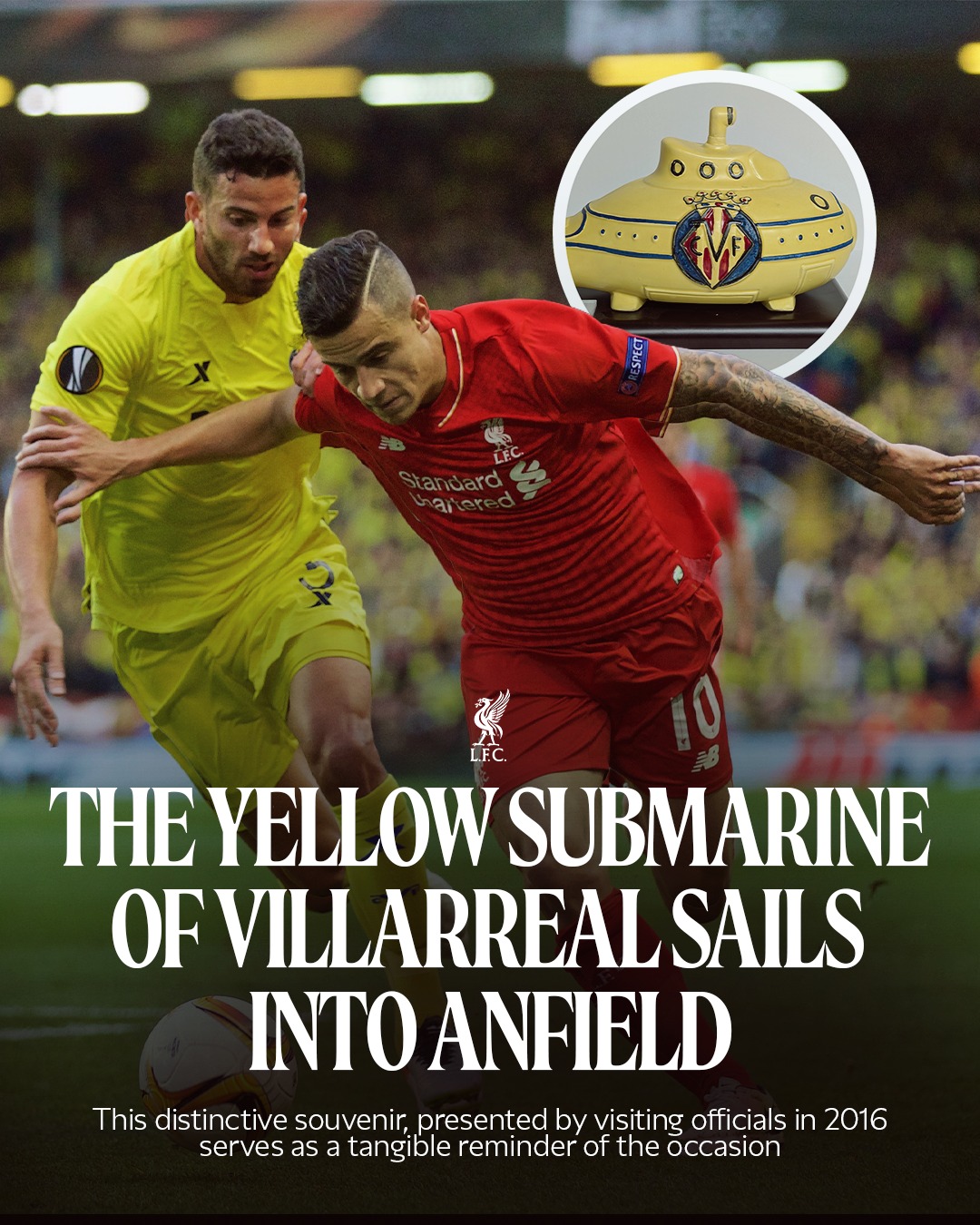10 years ago: A memento from the first visit to Anfield by the 'Yellow Submarine' ⏪🤝