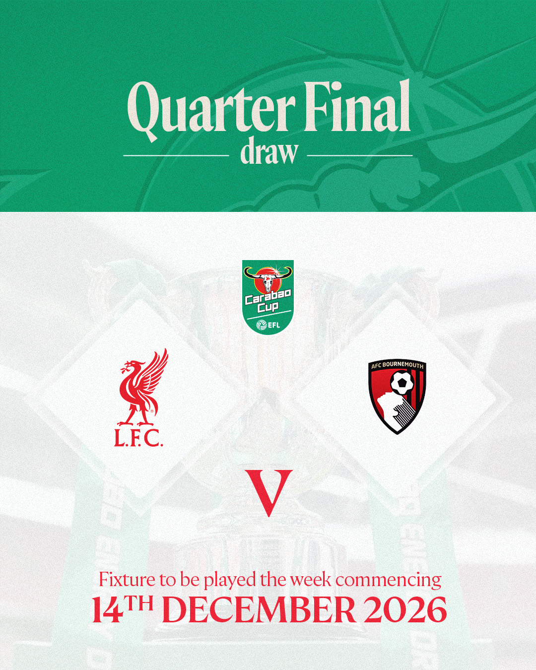 We'll take on Bournemouth at Anfield in the quarter-final of the Carabao Cup 👊