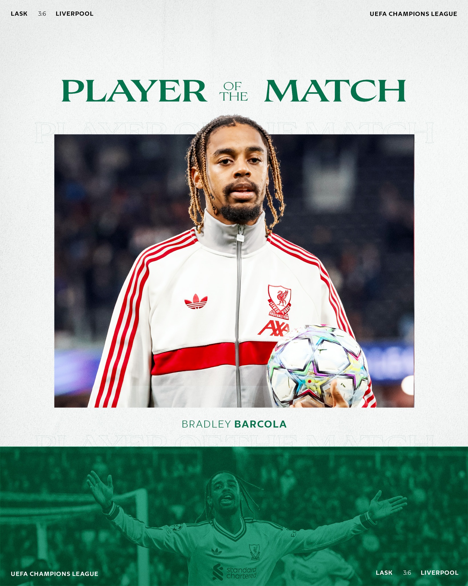 A brilliant night for Bradley Barcola 👌 Our Player of the Match after a hat-trick in Linz 🙌