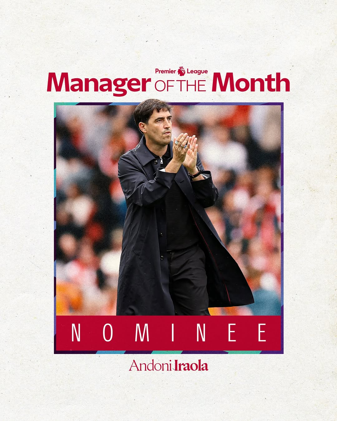 Andoni Iraola is in the running for September's @premierleague Manager of the Month award 🏆
